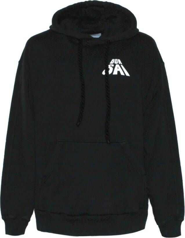 Bonsai Zwarte hoodie trui gemaakt in Italië Black Heren