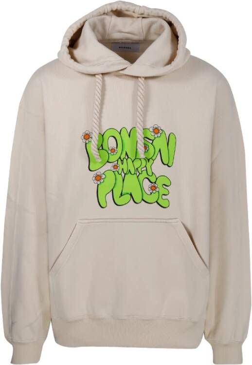Bonsai Oversized hoodie met Happy Place print Beige Heren