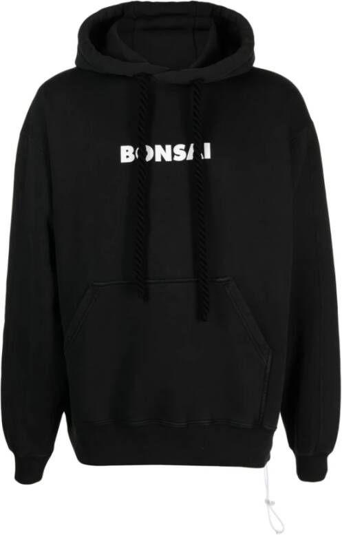 Bonsai Zwarte hoodie met verstelbaar trekkoord Zwart Heren