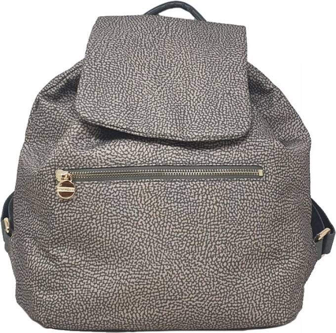 Borbonese Gerecyclede Nylon & Leren Rugzak Grijs Dames