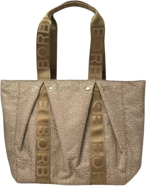 Borbonese Beige Schoudertas met Ritssluiting Beige Dames