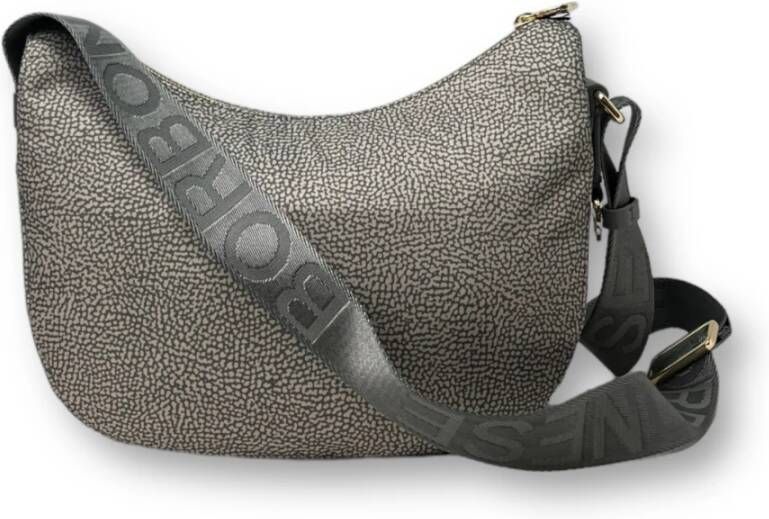 Borbonese Luna Bag Small Elegante Schoudertas voor Moderne Vrouwen Gray Dames