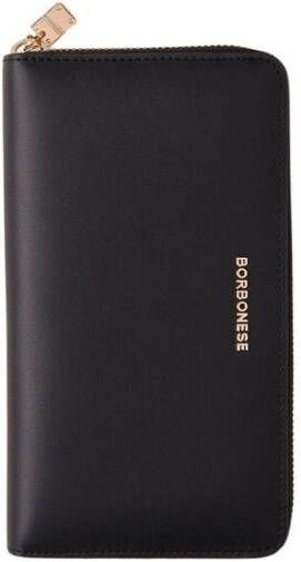 Borbonese Functionele Leren Ziparound Portemonnee Black Dames