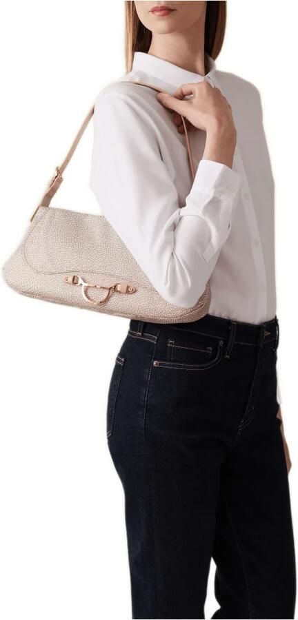 Borbonese Gedrukte Stoffen Schoudertas Capri Beige Dames - Foto 5
