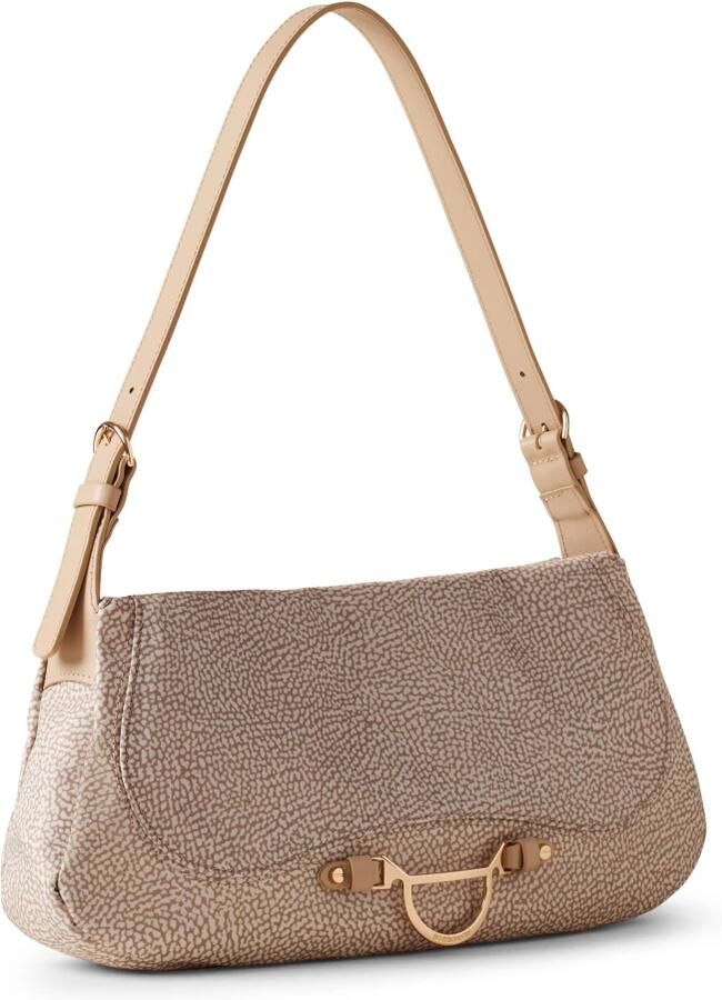 Borbonese Gedrukte Stoffen Schoudertas Capri Beige Dames - Foto 3
