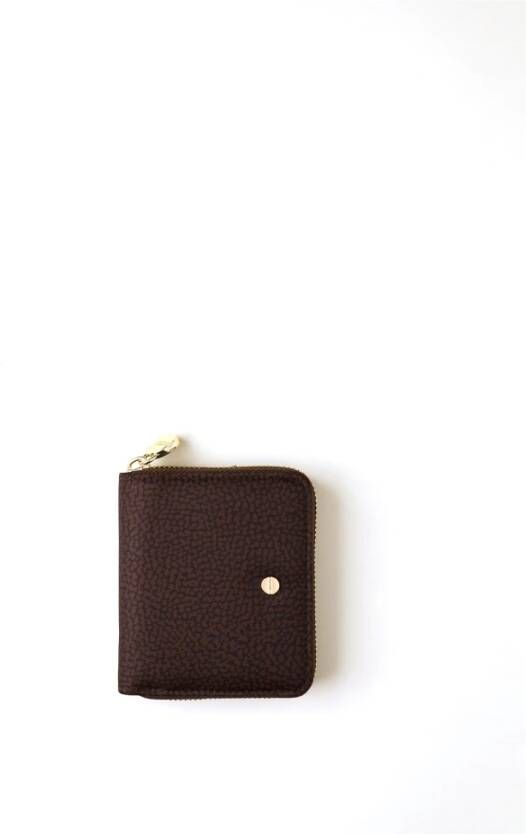 Borbonese Compacte Classica Portemonnee met Ritssluiting Bruin Dames