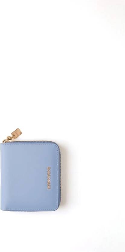 Borbonese Compacte Leren Ziparound Portemonnee Blauw Dames