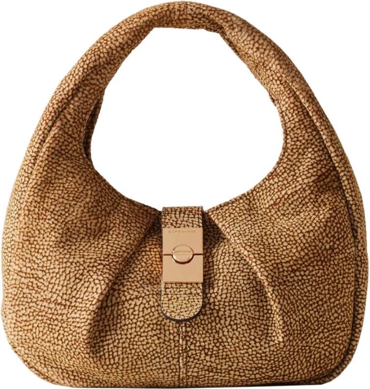 Borbonese Cortina Hobo Kleine Tas Beige Dames