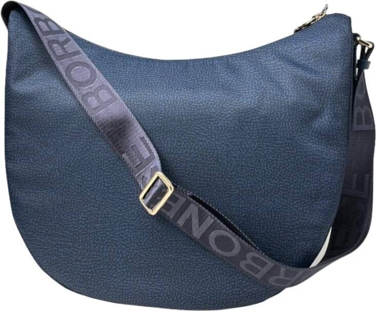 Borbonese Elegante Mezzaluna L Schoudertas Blue Dames