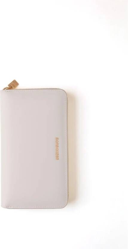 Borbonese Grote Leren Ziparound Portemonnee Compact en Functioneel Beige Dames