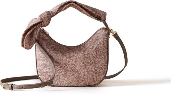 Borbonese Luna Bag Petite Gerecycled Nylon & Leren Hobo Bruin Dames