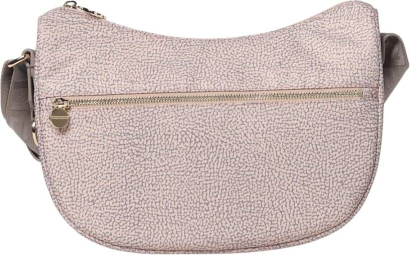Borbonese Kleine Luna Tas Gerecycled Nylon & Leren Hobo Roze Dames