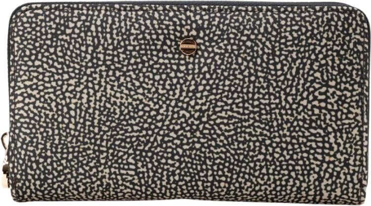 Borbonese Compacte portemonnee met rits en stijlvol metalen detail Brown Dames