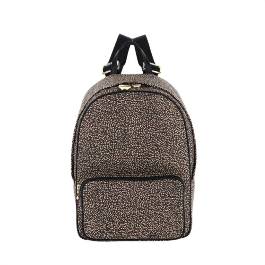 Borbonese Natuurlijk Zwart Nylon Leren Rugzak Black Dames