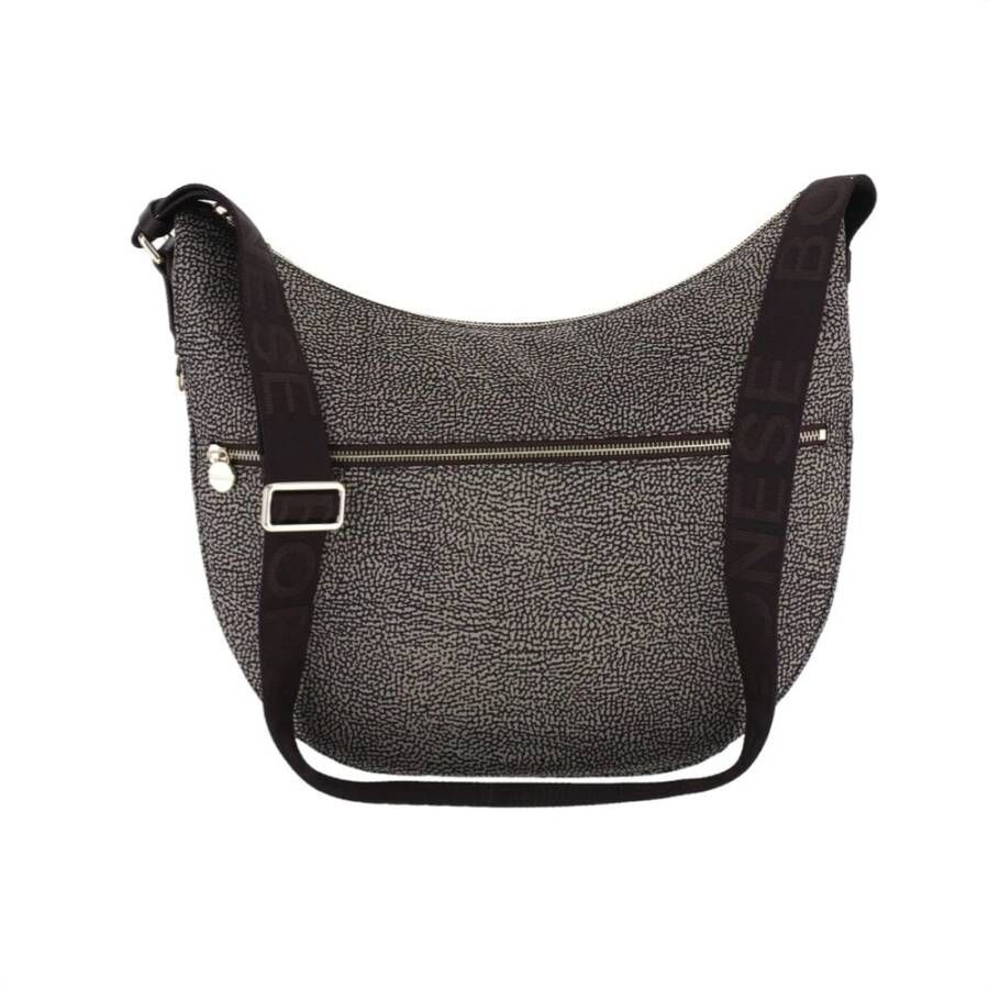 Borbonese Schoudertas van Gerecycled Nylon met Rits Modderbruin Donkerbruin Brown Dames