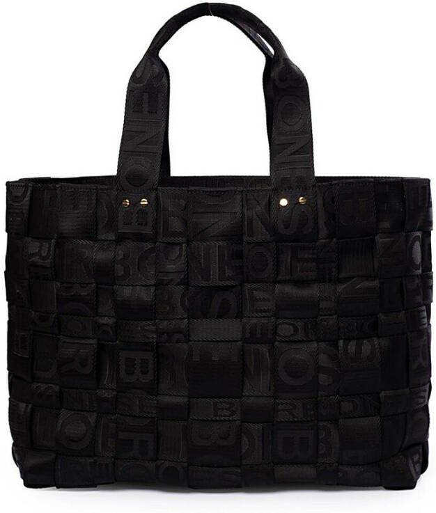Borbonese Zwarte Nylon Intrecciato Shopper Strapcycle Large Black Dames