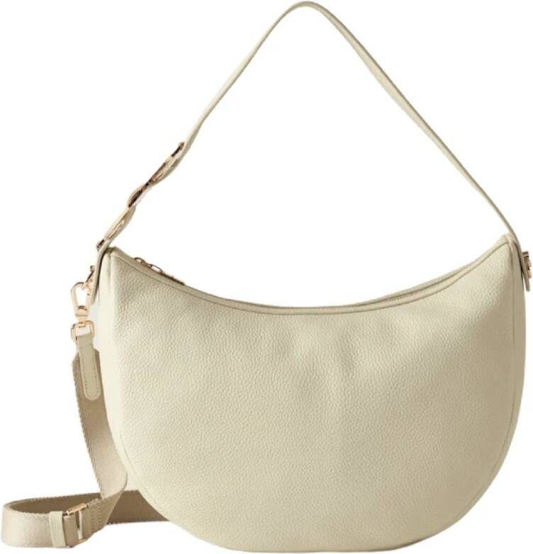 Borbonese Crèmekleurige Leren Luna Bag 011 Medium Beige Dames