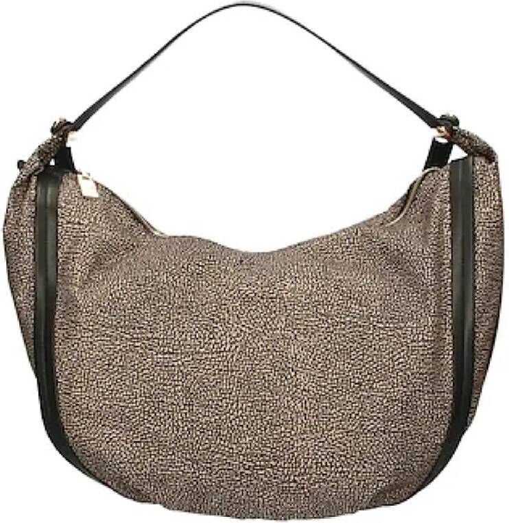 Borbonese Zwarte Hobo BAG Large van nylon en leer Gray Dames