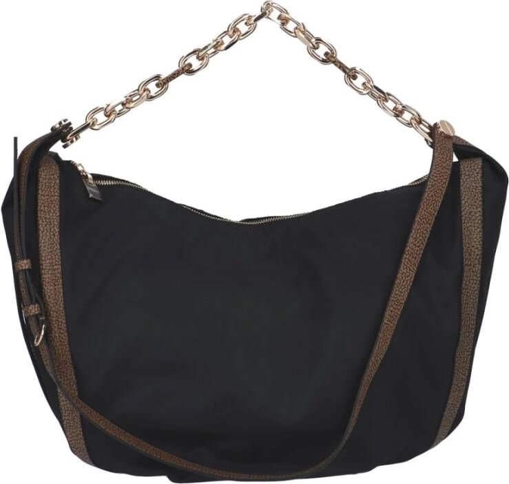 Borbonese Stijlvolle Mezzaluna Schoudertas Black Dames