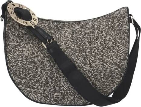 Borbonese Stijlvolle Mezzaluna Schoudertas Black Dames