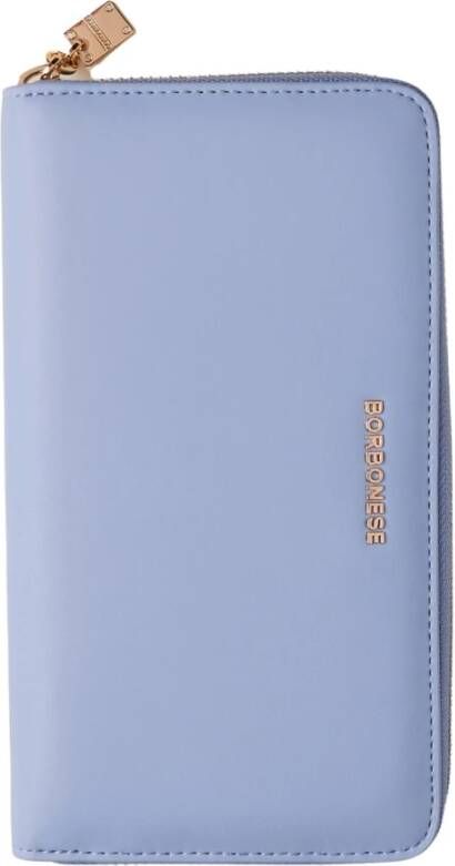 Borbonese Lila portemonnee met rits en meerdere compartimenten Blauw Dames