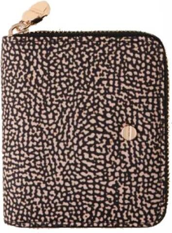 Borbonese Middelgrote Portemonnee met Natuurlijk Zwart Print Brown Dames