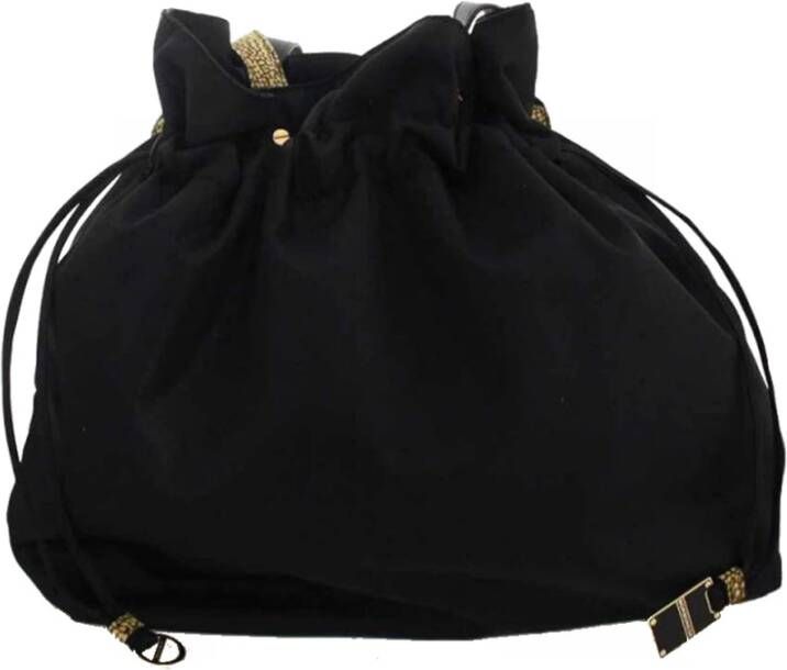 Borbonese Ruffle Shopper Schoudertas van Gerecycled Stof Black Dames