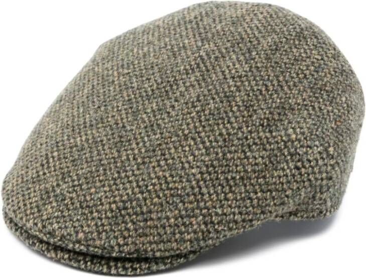 Borsalino Groene Wol Tweed Flat Cap Groen Dames