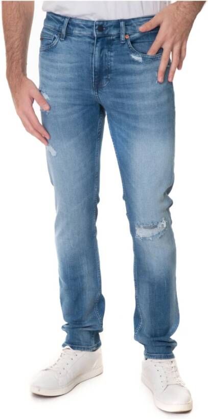 Boss Slim-Fit 5 Pocket Jeans met Uitsparingen Blue Heren