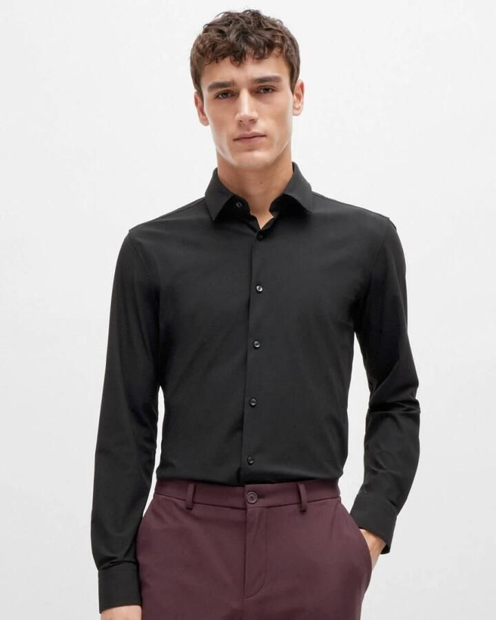 Boss Slim fit zakelijk overhemd van fijn twill met stretch - Foto 5