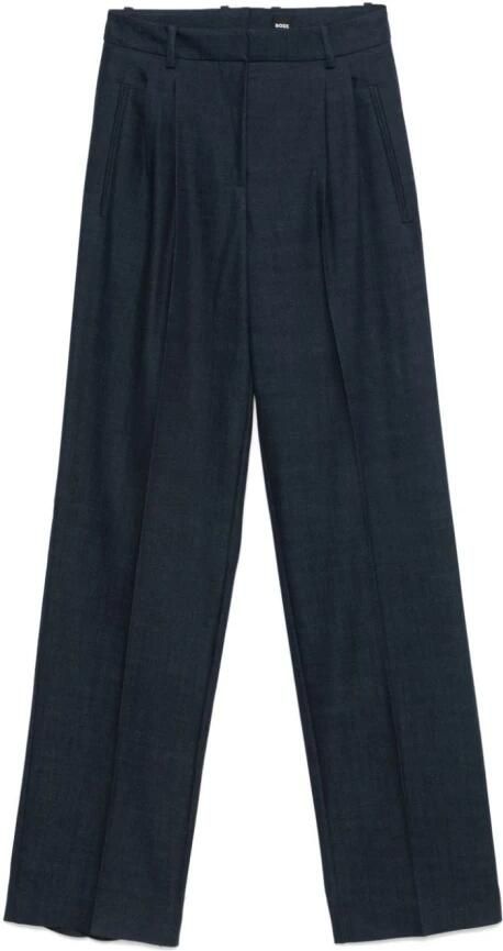 Boss Straight leg stoffen broek met bandplooien model 'Taleco' - Foto 2