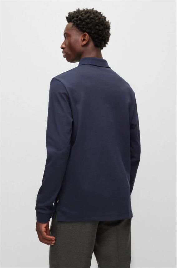 Hugo Boss Organisch Katoenen Longsleeve met Platgebreide Kraag Blue Heren - Foto 5