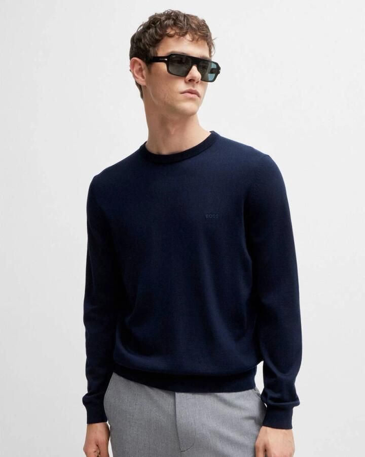 Hugo Boss Heren V-Hals Trui van Zuivere Wol in Blauw Blue Heren - Foto 7