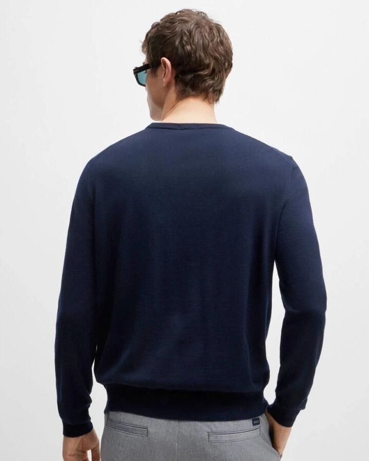 Hugo Boss Heren V-Hals Trui van Zuivere Wol in Blauw Blue Heren - Foto 9