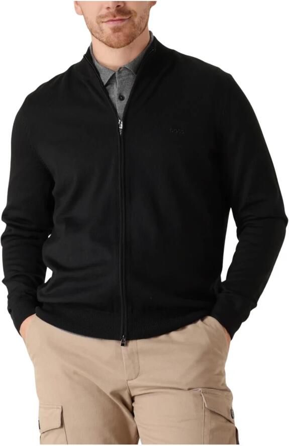 Hugo Boss Zwarte Cardigan met Lange Mouwen Rits en Geborduurd Logo Black Heren - Foto 8