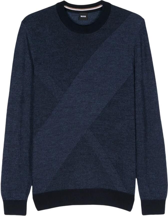 Hugo Boss Merinowol Pullover Klassieke Stijl Blue Heren - Foto 8