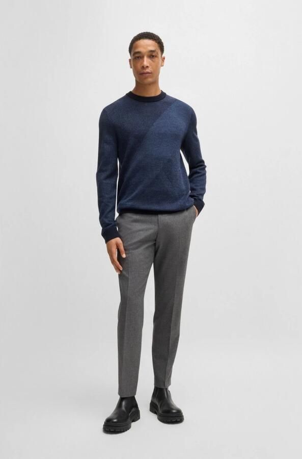 Hugo Boss Merinowol Pullover Klassieke Stijl Blue Heren - Foto 5