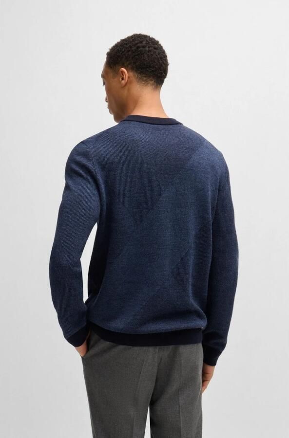 Hugo Boss Merinowol Pullover Klassieke Stijl Blue Heren - Foto 6