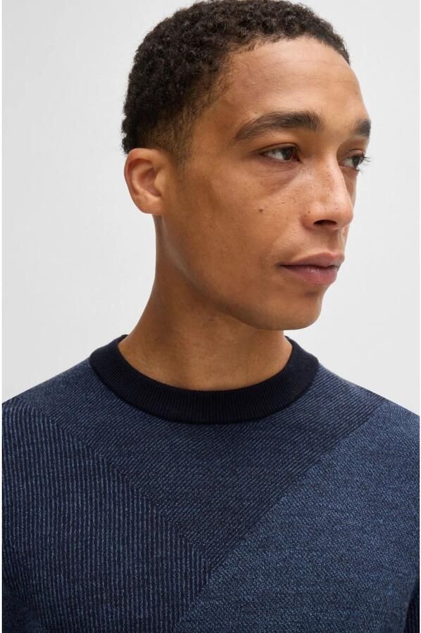 Hugo Boss Merinowol Pullover Klassieke Stijl Blue Heren - Foto 3