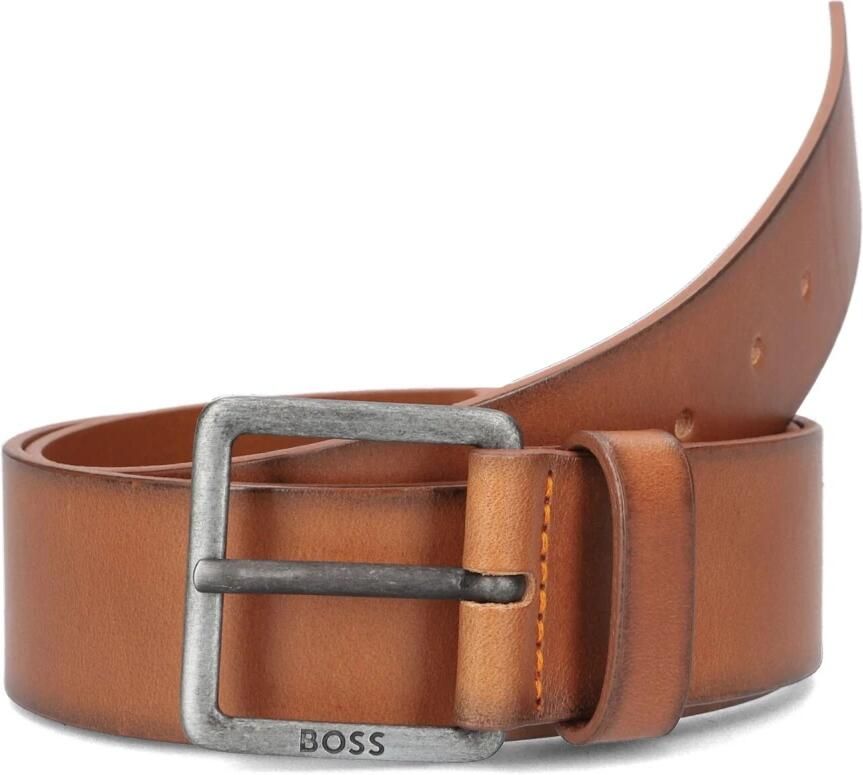 Boss Bruine Leren Riem met Metalen Gesp Brown Heren