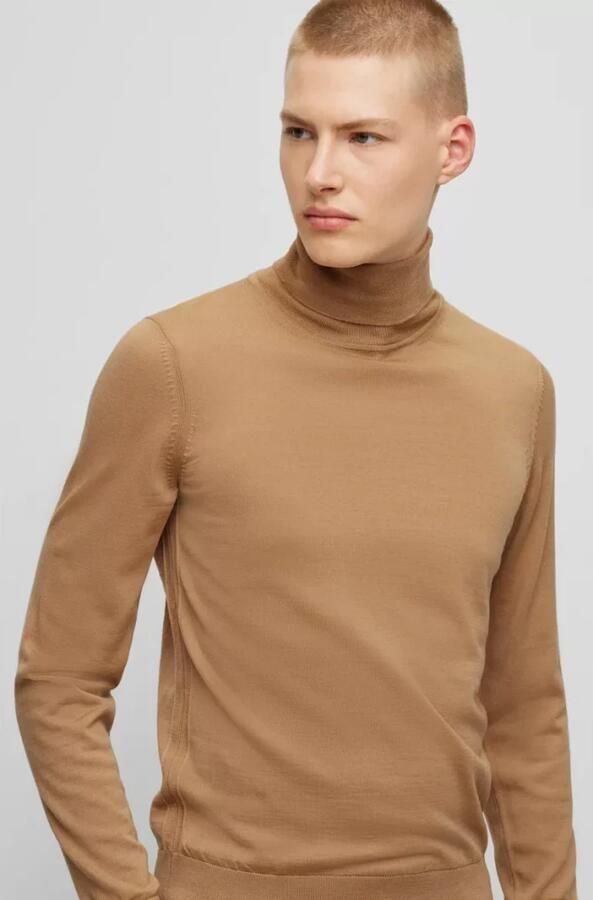 Hugo Boss Medium Beige Coltrui Gebreide Trui Brown Heren - Foto 3