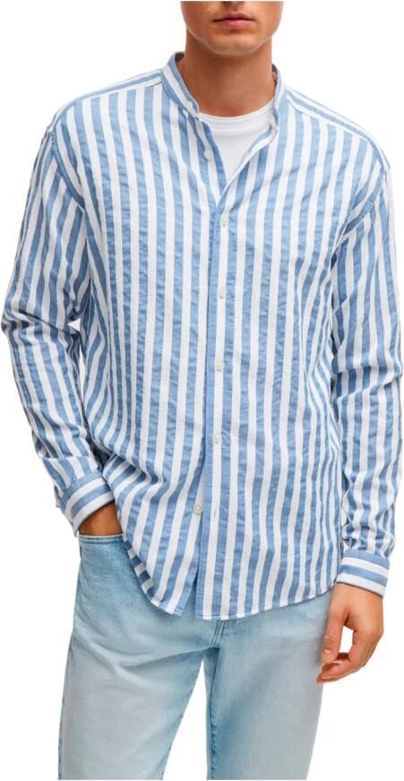 Hugo Boss Gestreept katoenen overhemd met zijsplitten Multicolor Heren - Foto 3