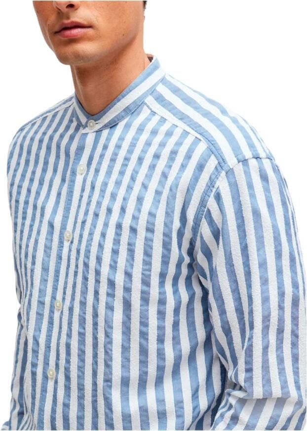 Hugo Boss Gestreept katoenen overhemd met zijsplitten Multicolor Heren