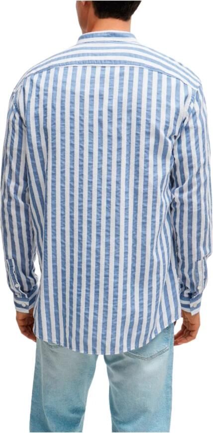 Hugo Boss Gestreept katoenen overhemd met zijsplitten Multicolor Heren - Foto 4