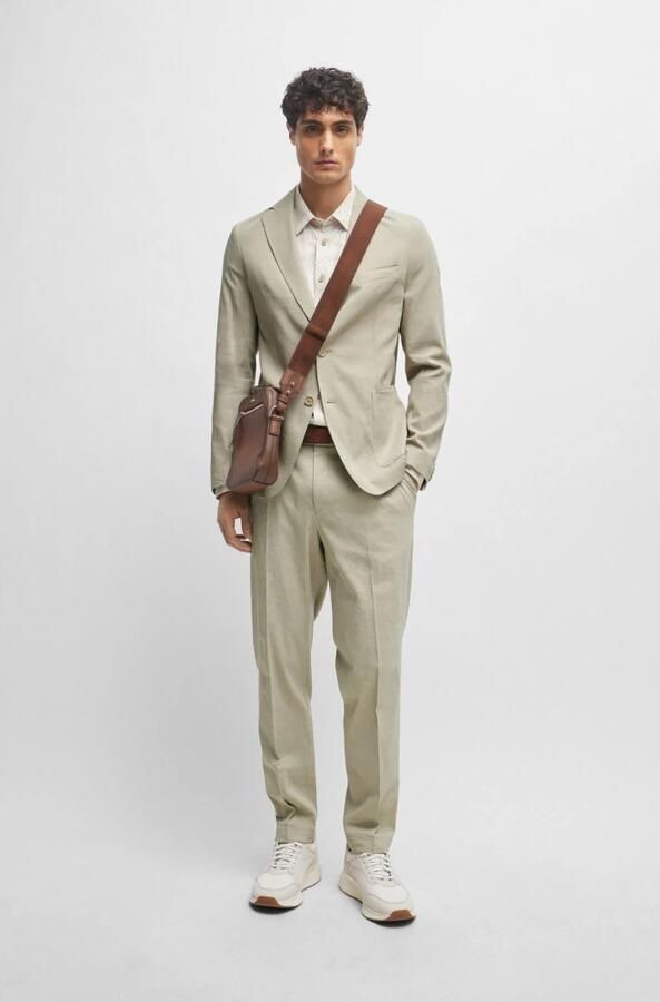 Hugo Boss Lichtgewicht Beige Linnen Blazer Beige Heren