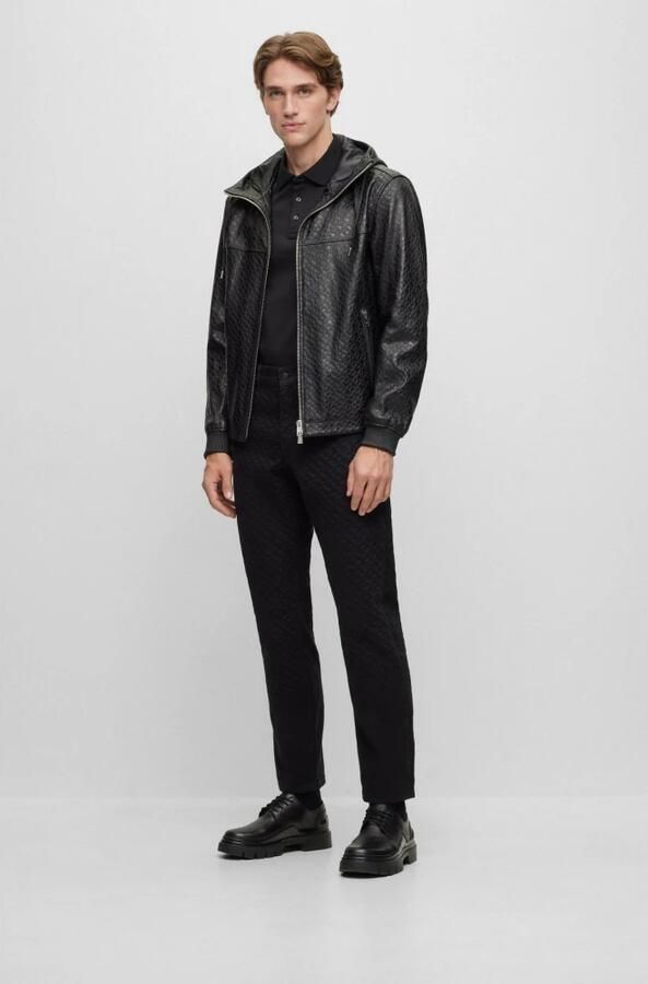 Hugo Boss Lange Mouw Katoenen Polo met Logo Patch Black Heren - Foto 9