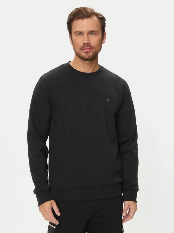 Hugo Boss Zwarte Katoenen Sweater met Ronde Hals Black Heren - Foto 4