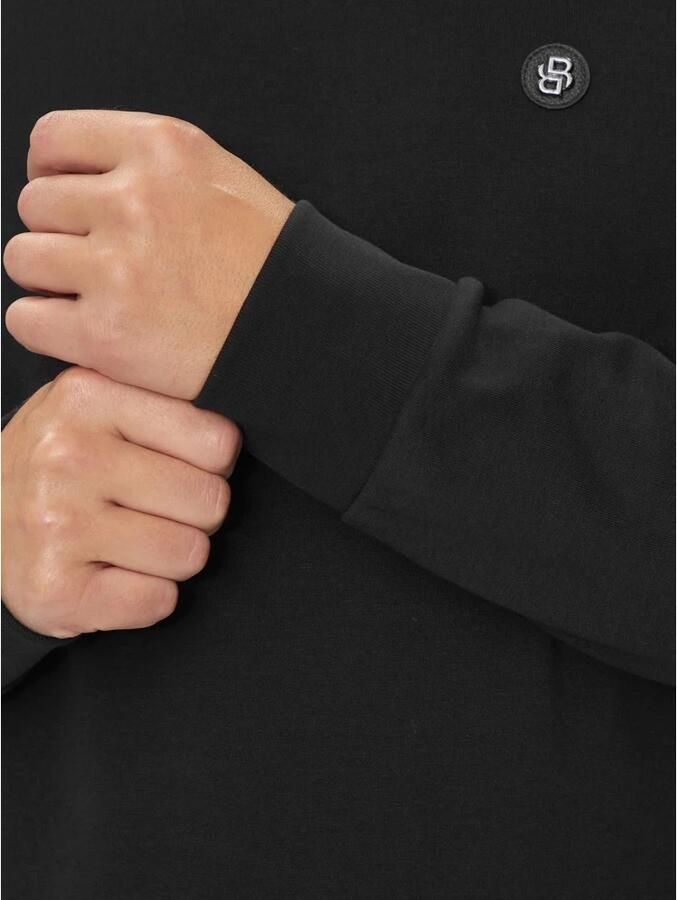 Hugo Boss Zwarte Katoenen Sweater met Ronde Hals Black Heren