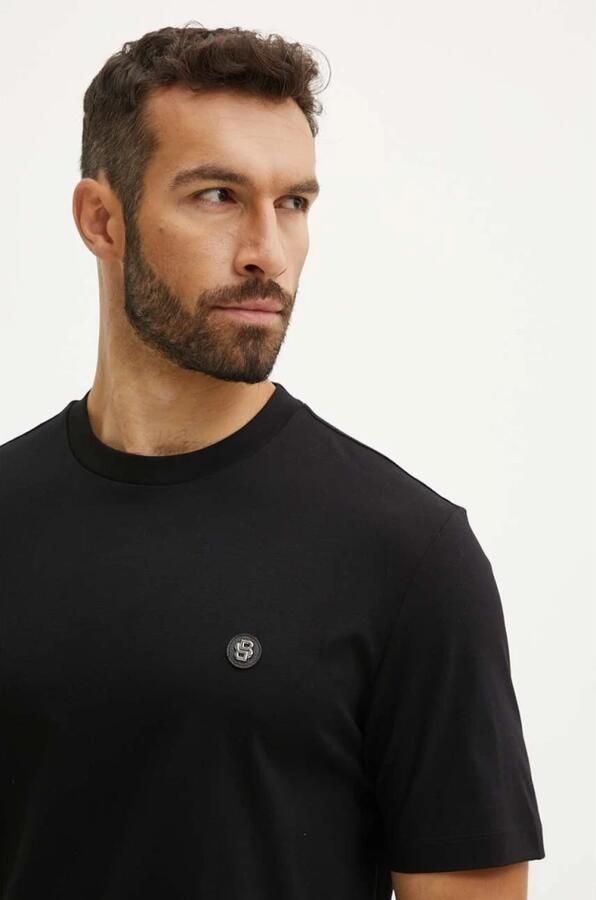 Hugo Boss Katoenen T-shirt met Front Logo Patch Black Heren - Foto 12