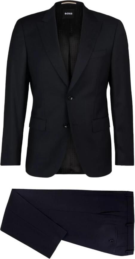 Boss Single Breasted Suit Set Blue Heren